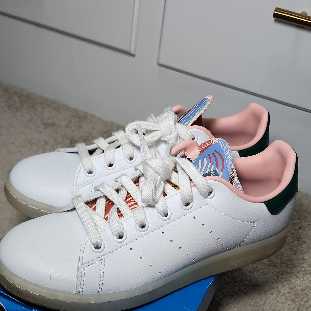 White and Pink Sneakers